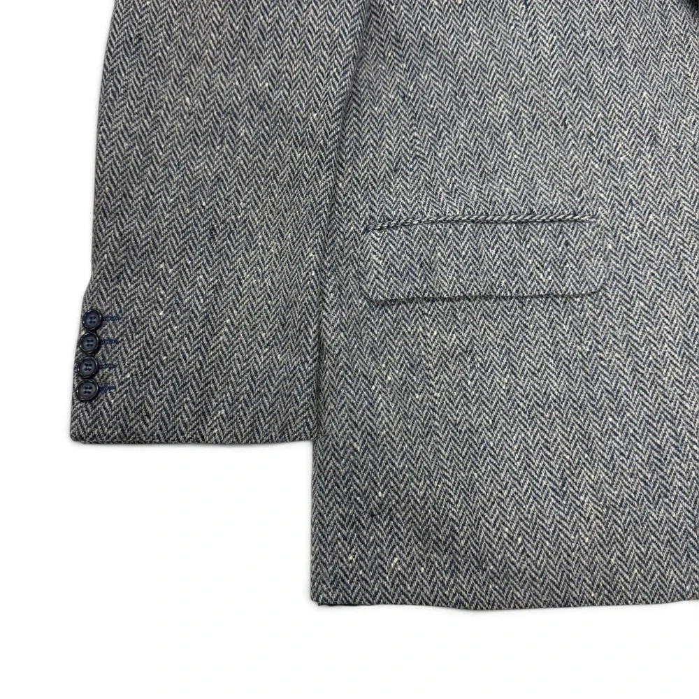 Ermenegildo Zegna Herringbone Virgin Wool Blazer Menns 46R Sport Coat Blue Grey